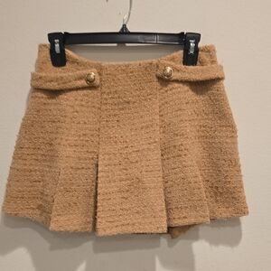 Astr Tan Textured Mini Skirt